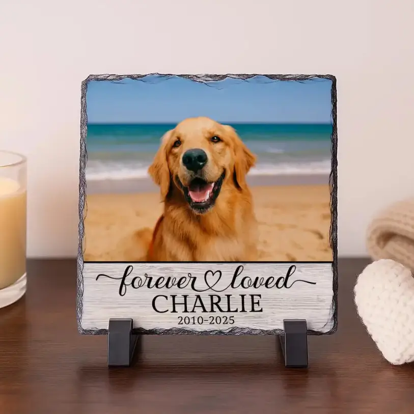 Square 8×8 inch pet memorial slate